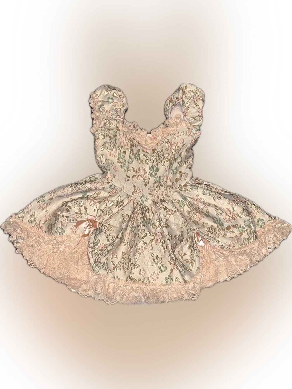 Altered* Sugar Thrillz Pink Brocade Floral Lace Trim Dress